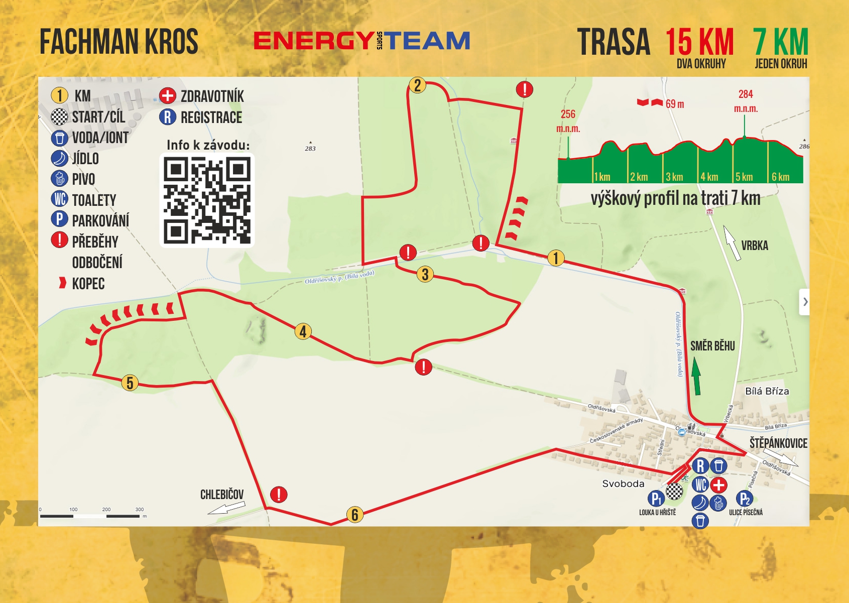 Mapa trasy – 14 km a 7 km
